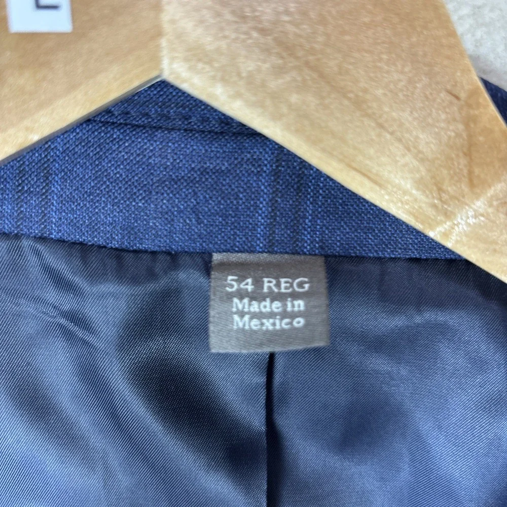 Oak Hill Premium Blazer Mens Sz 54R Sport Coat‎ Blue Plaid Wool Blazer Jacket